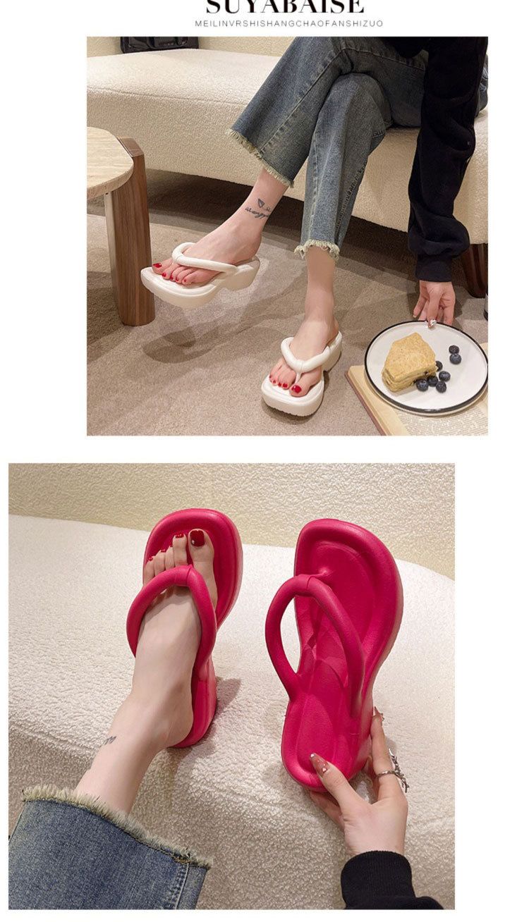 Unisex Shoes Outdoor Wedge Heel Slippers Beach Thong Toe Platform Thick Bottom High Heel Sandals Eva Flip Flops_voghion.com