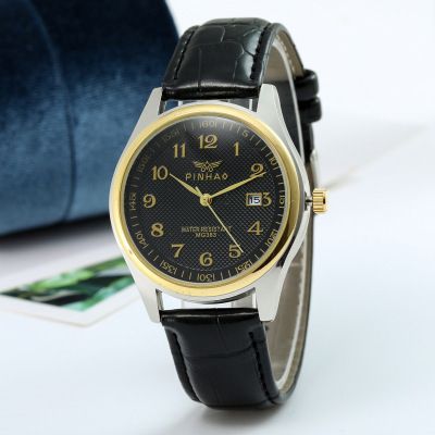 2023 Hot Selling Leather Strap Non-Mechanical Watch Student Trendy Unisex Waterproof Quartz Couple_voghion.com