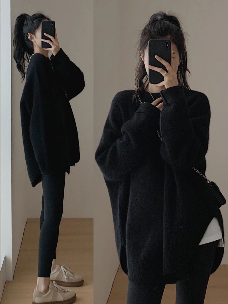 Pull oversize en maille torsadée épaisse pour femme, coupe ample et longue, tunique d'hiver douillette avec texture 3D_voghion.com