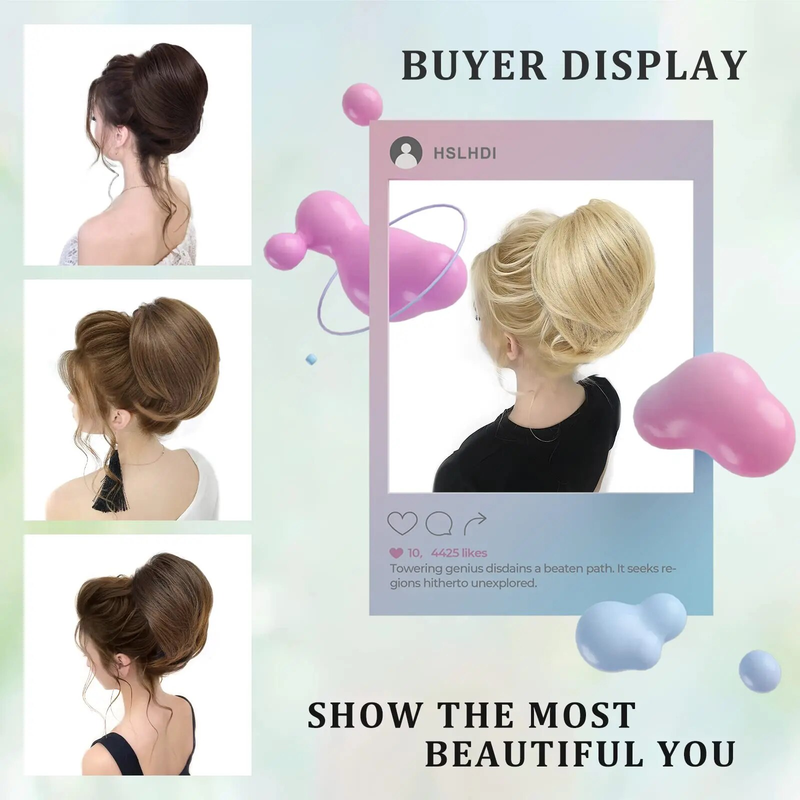 Elastische haarstukken Synthetische Rechte Chouchou Nep Knot Haarstukje Chignon Band Opgestoken Donut Voor Dames_voghion.com