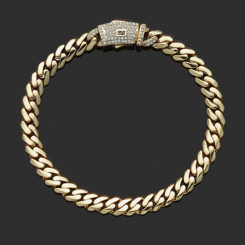 Men's Cuban Link Bracelet 14K Gold Plated Hip Hop Jewelry, High Quality Thick Chain Bracelet For Men, Trendy Unisex Accessory_voghion.com