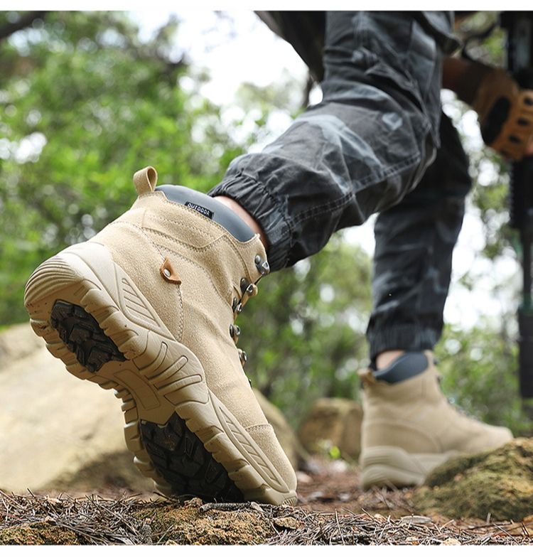 Outdoor High-Top-Stiefel Herren Anti-Rutsch Flache Bequeme Stiefeletten Herren Atmungsaktiv Verschleißfest Lässige Schnür-Wanderschuhe Herren_voghion.com