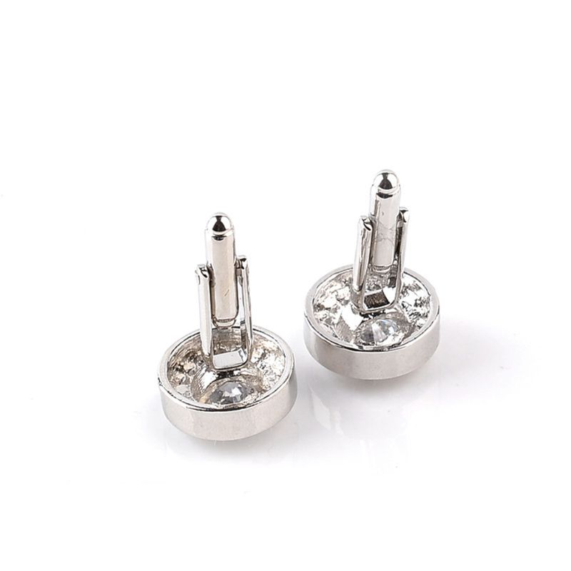 Zhuoxinder Mode Glänzende Strass Herren Manschettenknöpfe Hochzeit Party Hemd Runde Manschettenknöpfe-Lila_voghion.com