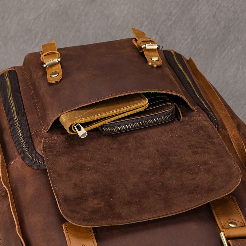 Crazy Horse Photography Men's Large Capacity Backpack Cowhide Travel Outdoor Genuine Leather DSLR Camera Bag_voghion.com