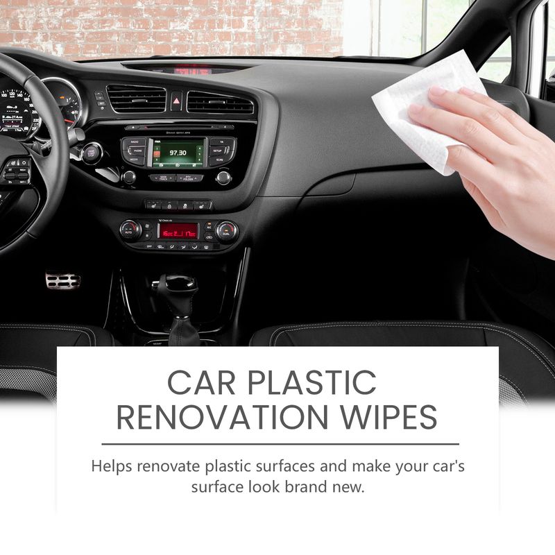 Homonth Car Plastic Renovation Wipes, Decontamination Refurbishment Clean Car Upholstery Portable Maintenance Wipes_voghion.com