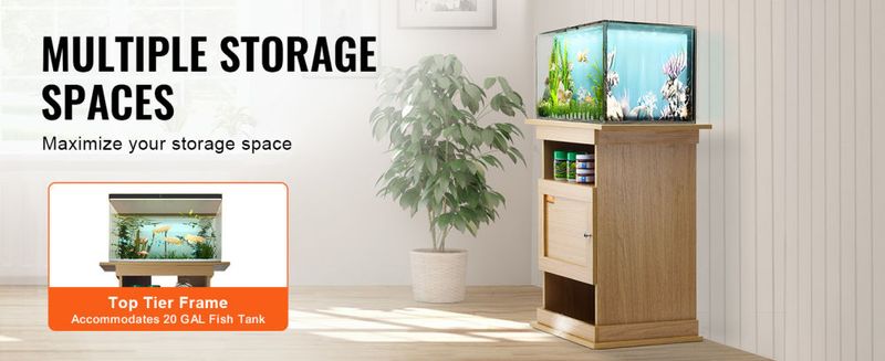 VEVOR Aquarium Stand, 20 Gallon Fish Tank Stand, 25.2 x 15.7 x 28.3 in MDF Turtle Tank Stand, 167.6 lbs Load Capacity, Reptile Tank Stand with Storage_voghion.com