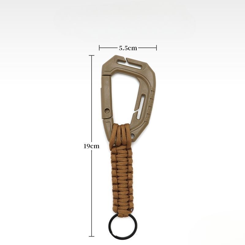Llavero de escalada al aire libre con cuerda trenzada y gancho de plástico multifuncional en forma de D para colgar botellas de agua._voghion.com