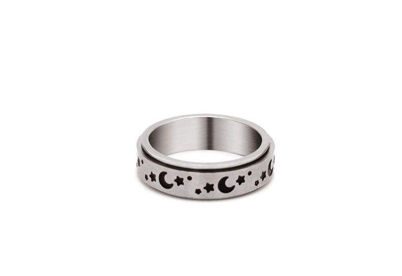 Hot sales Anxiety Stainless Steel Ring Women Men Moon Fidgets Spinner Rings Trendy Rotate Freely Spinning Anti Stress Accessories_voghion.com