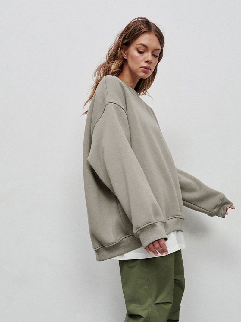 Robe femme col rond sweat à capuche ample femme_voghion.com