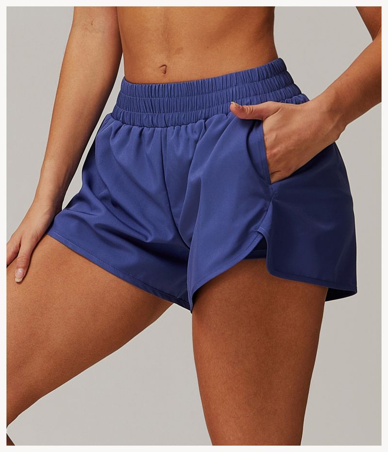 Pantaloncini da yoga a vita alta con fodera integrata, pantaloncini da allenamento traspiranti ad asciugatura rapida per donna, pantaloncini da corsa senza cuciture con design che solleva i glutei_voghion.com