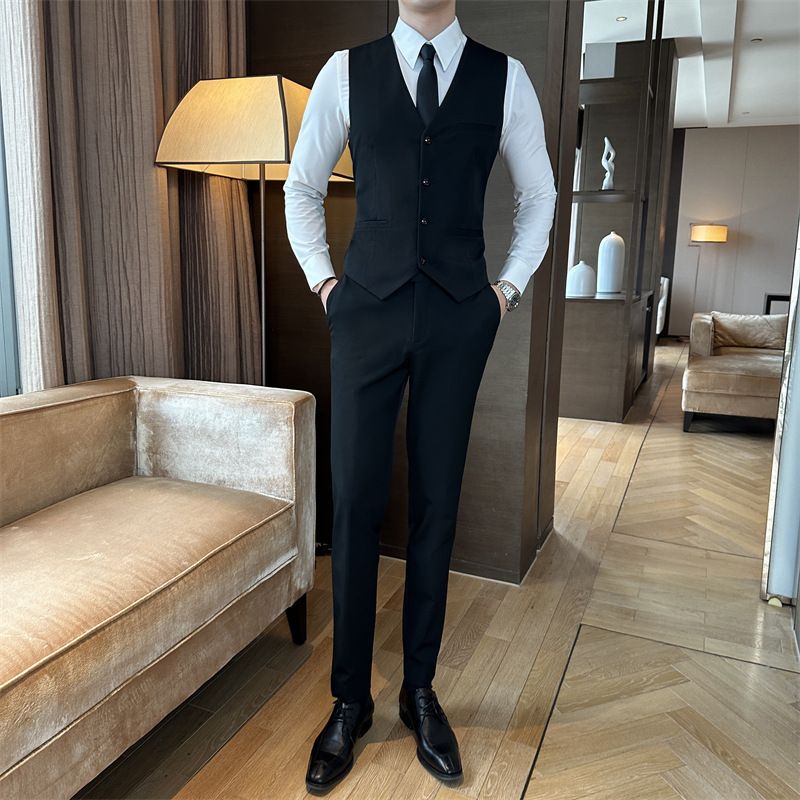 Westenanzug-Set im Bräutigam-Stil für Herren – formelle, legere Weste und Hose für Hochzeit und Büro_voghion.com