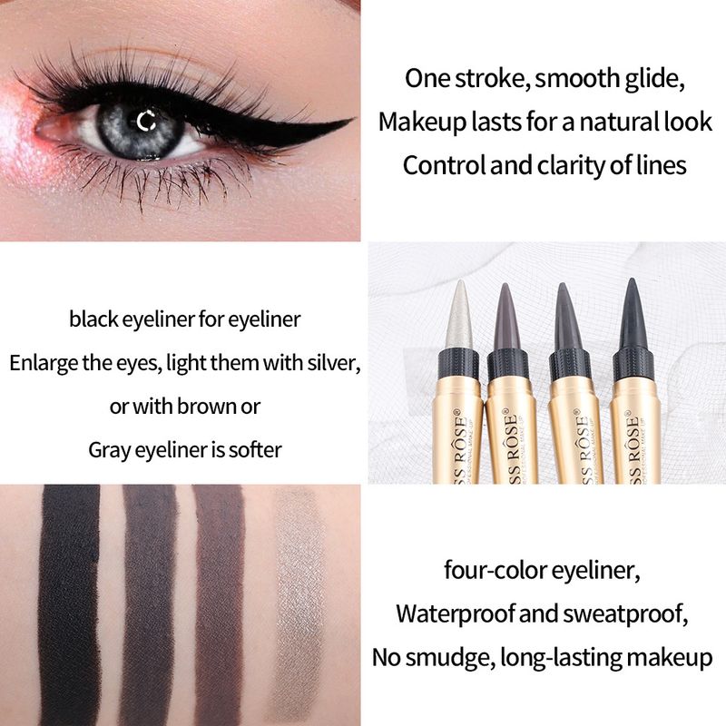 Missrose Cool Black Rich Eyeliner Delineador Colorido À Prova D'Água Não Borra Caneta Delineadora_voghion.com