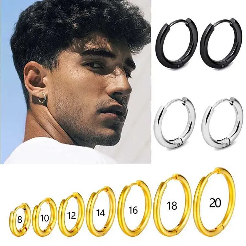 1 paire de créoles en acier inoxydable couleur or pour homme et femme, bijoux pour piercing cartilage Y250510_voghion.com