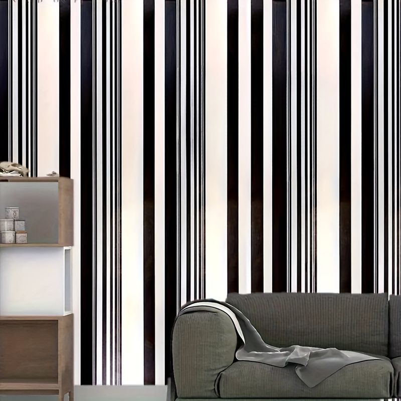 Nordische schwarz-weiß gestreifte 3D-selbstklebende Hintergrund-Wanddekoration Wohnzimmer-PVC-Tapete_voghion.com