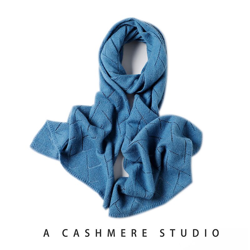 2025 New Cashmere Scarf Women's Short Korean Version Autumn And Winter Warm Neck Protection Knitted Versatile Hollow Scarf_voghion.com