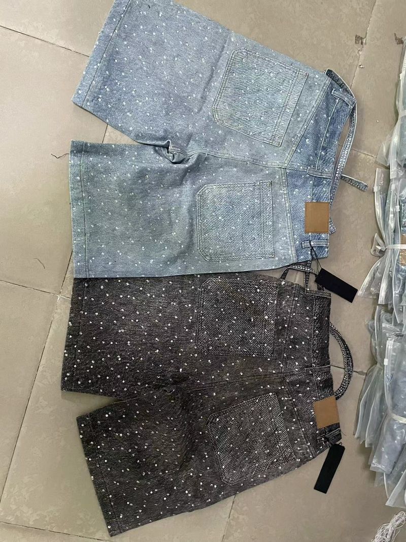 Pánské oblečení High Street Zahraniční obchod Nejprodávanější Ins Style Seprané diamantové pásky Džínové kraťasy Džíny_voghion.com