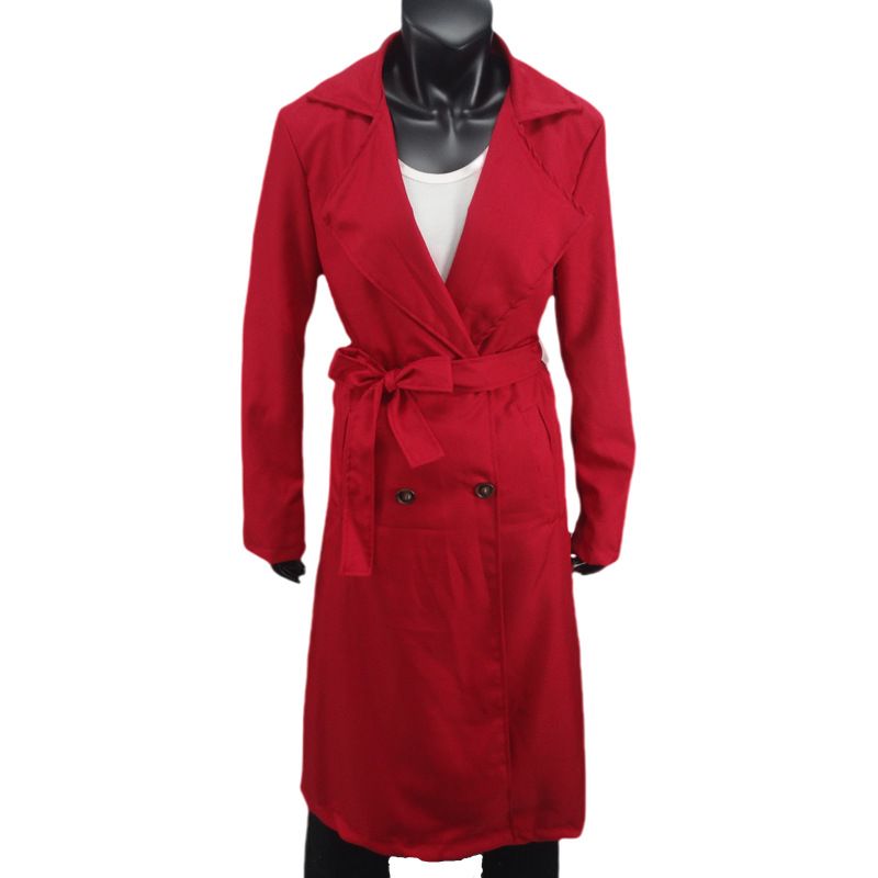 Autumn Winter New 2024 Long Women's Plus Size Trench Coat With Belt_voghion.com