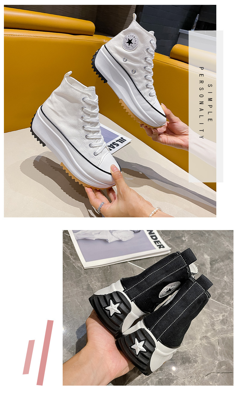 Large Canvas Shoes for Women 2022 New High Top Casual Shoes, Small and Popular Matsutake Thick Sole, Versatile Small_voghion.com