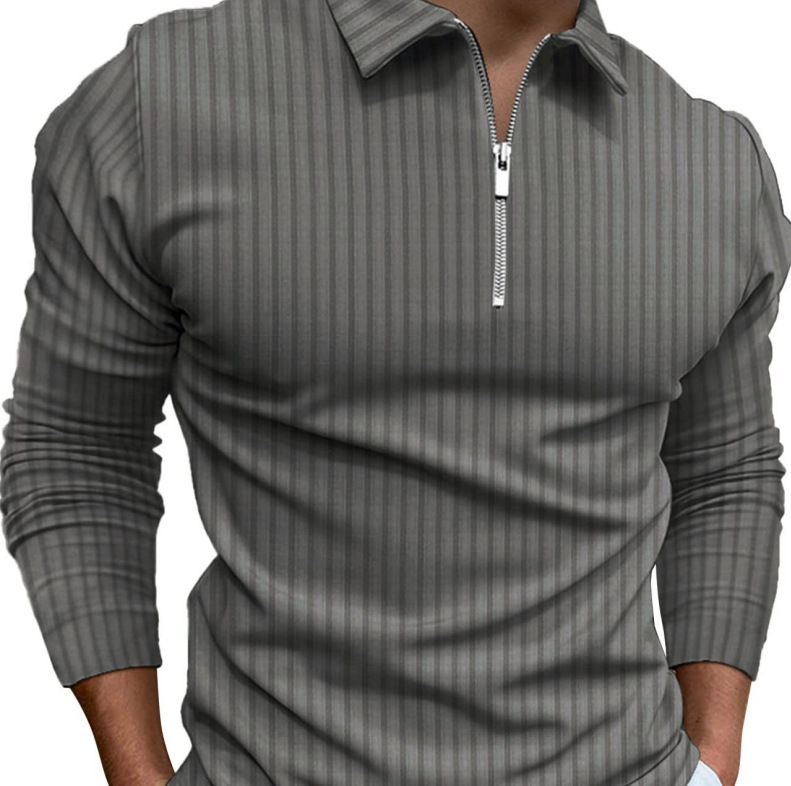 Neues Herren-Langarm-Poloshirt mit Digitaldruck, Umlegekragen, Reißverschluss und schmaler Passform (Modell 2025)_voghion.com