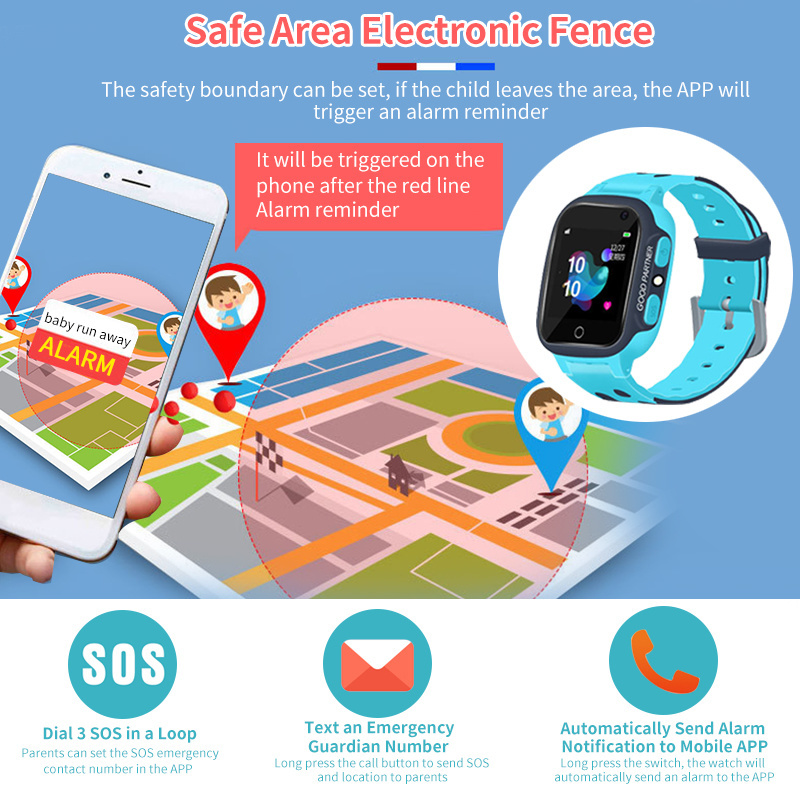 Crianças Cartão SIM Anti-perda Relógios Call For Watch Meninos Meninas GPS Relógio Smartwatch à prova d'água Localização Rastreador Criança_voghion.com