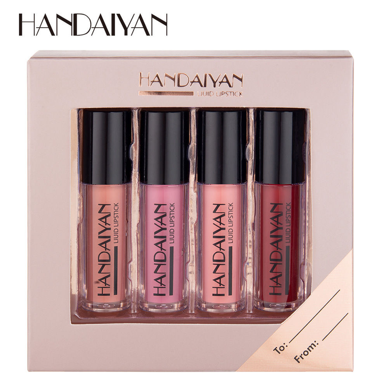HANDAIYAN 24ss 4er-Pack Geschenkbox Spiegelgesichtsglasur Mattnebel Flüssigkeit Nicht färbende Tasse Lippenfarbe_voghion.com