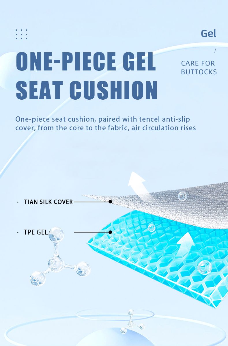 Gel-Sitzkissen für den Sommer, atmungsaktiv, Wabendesign zur Druckentlastung, Rücken- und Steißbeinschmerzen – für Rollstuhlfahrer im Homeoffice_voghion.com