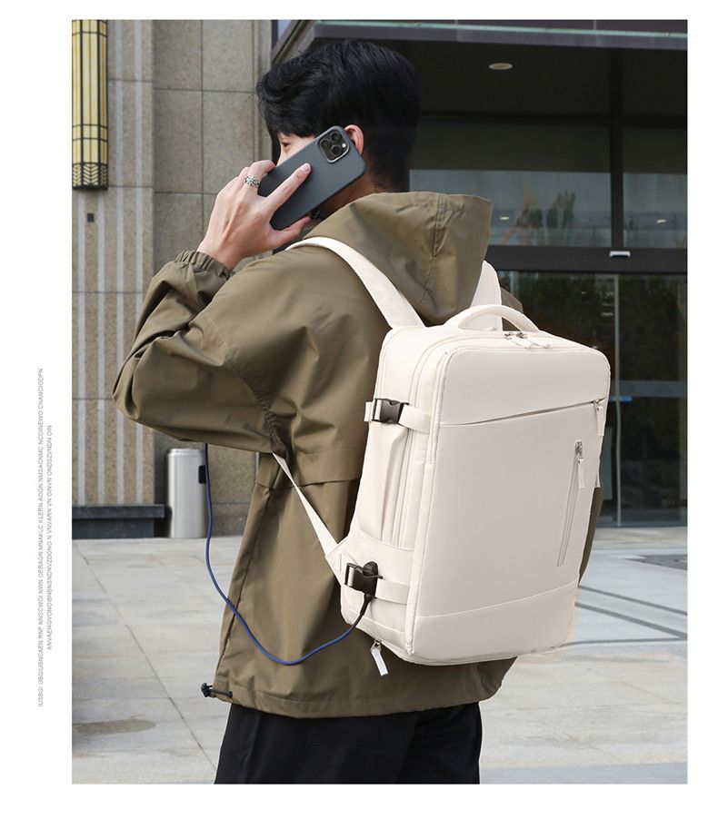 Men’s Bags Expandable Backpack Double Back Travel Luggage Bag Large Capacity Shoe Compartment Multi Function Computer Bag_voghion.com
