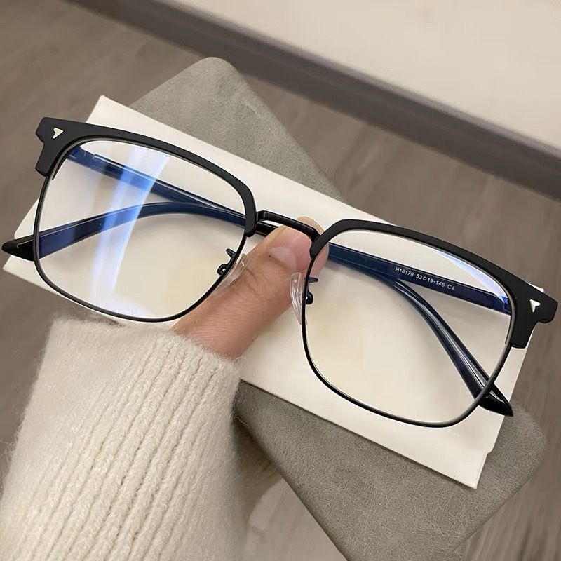 Half frame myopia glasses, STEM male anti blue elegant business, handsome, flat light, eye protection, ultra light_voghion.com