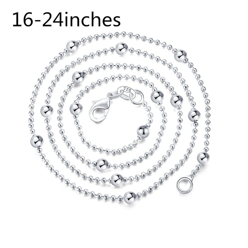 Fashion Sterg Sier charms Round beads chain Necklace For Women 16-24 inch Fashion party wedding noble Jewelry Holiday gifts_voghion.com