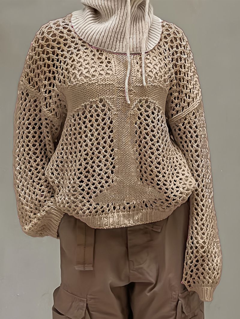 Maglia in pizzo vintage – Pullover oversize in cotone traspirante con maniche a lanterna per donna_voghion.com