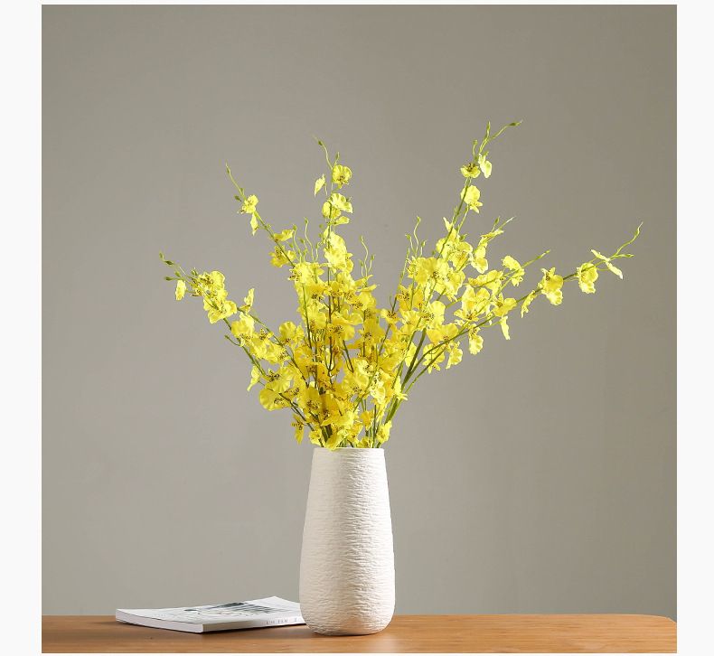 Jarrones de cerámica blanca con adornos de flores secas, modernos, sencillos y literarios, para sala de estar, decoración creativa para el hogar._voghion.com