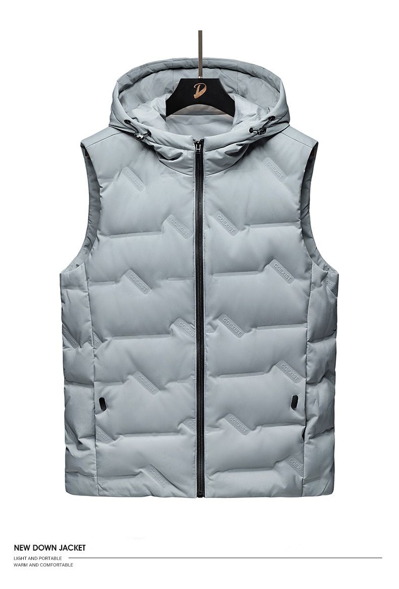 Herrenbekleidung Herbst und Winter Seiden-Baumwollweste Herren neuer Stil der diesjährige Trend Kapuzenweste Kleidung Baumwollweste Jacke Herren_voghion.com