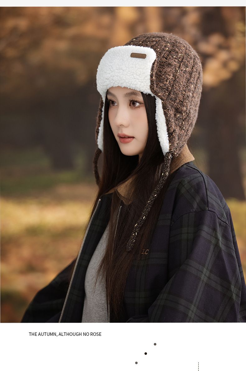 Women's Autumn Winter Retro Plush Lei Feng Versatile British Style Patched Knitted Cold-Proof Warm Hat New_voghion.com
