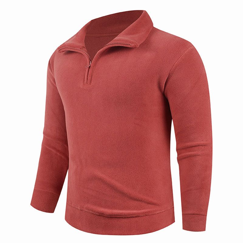 Herren-Sweatshirt aus doppelseitigem Sherpa-Fleece mit halbem Reißverschluss, 400 g/m² – Thermo-Pullover mit Stehkragen für den Winter – Schwere, lässige Streetwear (M bis 4XL)_voghion.com