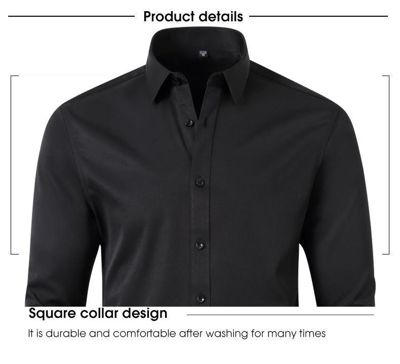 Camicia elasticizzata a quattro lati da uomo, stiratura gratuita, antirughe, semplice, sottile, da lavoro_voghion.com