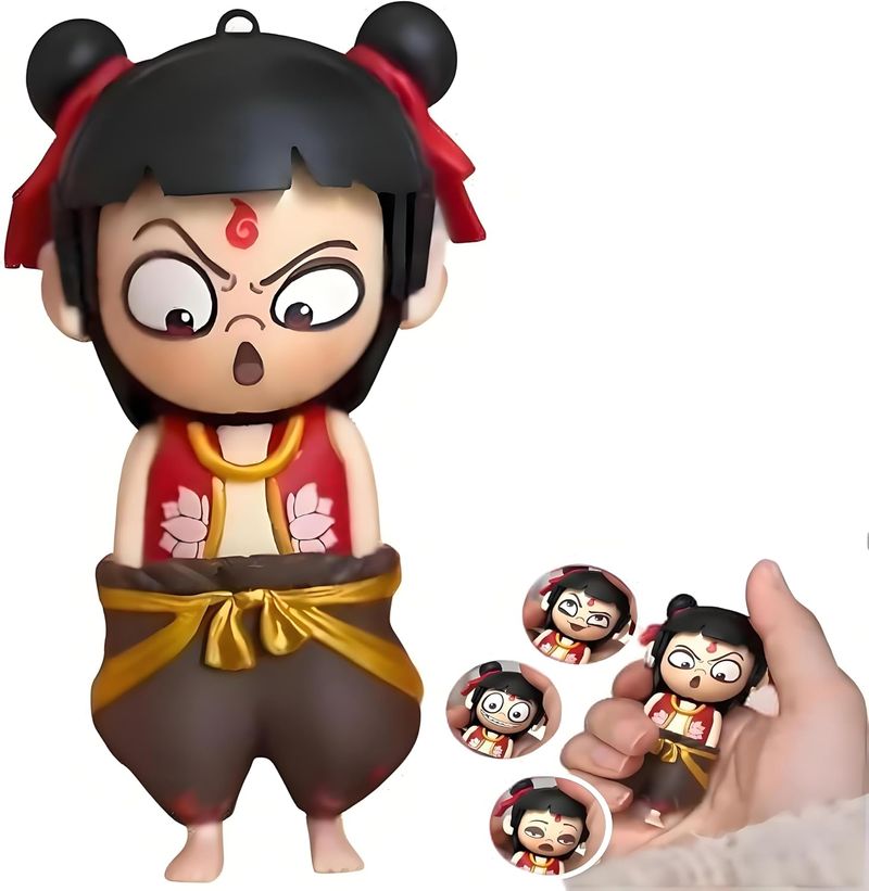 Nezha Movie 2 Pressed Figure Toys With 4 Face-Changing Expressions, Adults Stress Relief And Funny Fidget Toys, For Desk Decor, Keychain Accessories_voghion.com