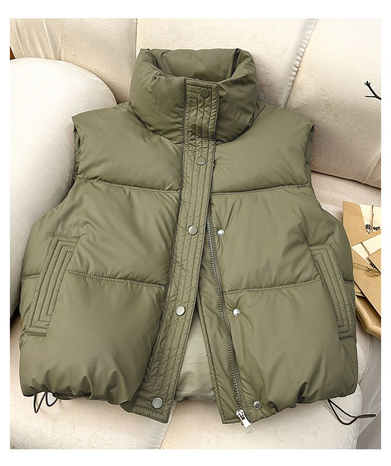Abbigliamento donna Gilet in cotone da donna corto autunno e inverno gilet giacca in cotone gilet ispessito gilet trasmissione in diretta_voghion.com