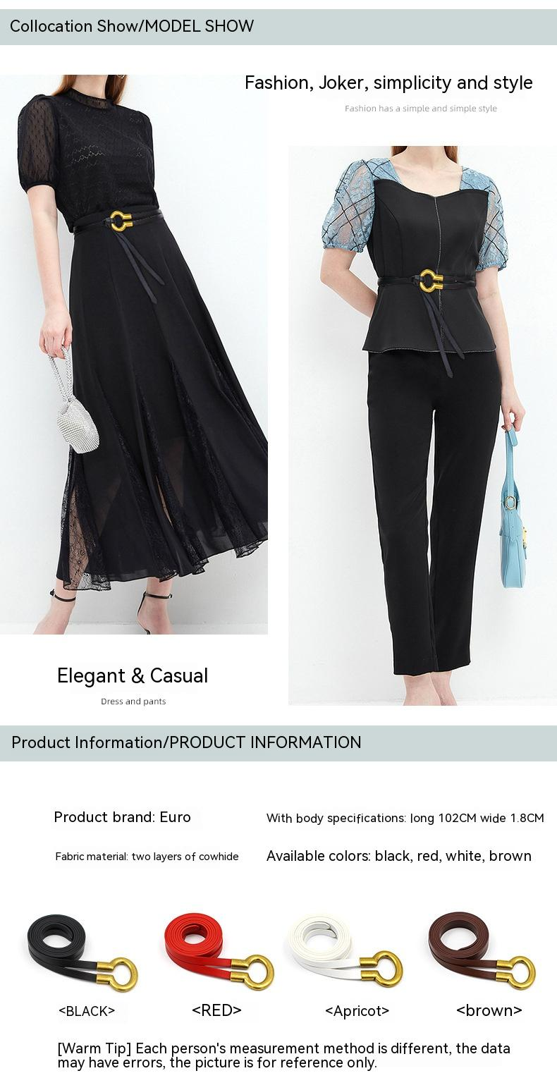 Cintura in pelle di vacchetta casual e versatile da donna di nuova vendita abbinata a una cintura annodata in pelle vintage alla moda_voghion.com