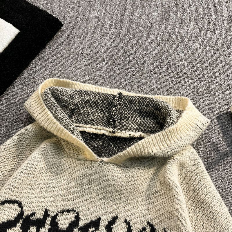 Unisex Jacquard-Kapuzenpullover – Oversize-Strickpullover mit Hirschfleece-Futter_voghion.com