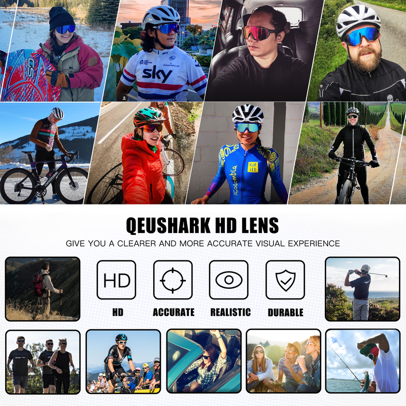 QUESHARK 13 colori donna uomo occhiali da sole da ciclismo a specchio stampati sportivi MTB occhiali da bicicletta occhiali da bici da strada_voghion.com