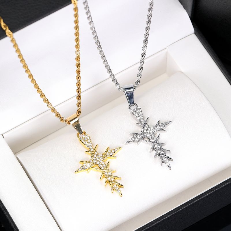 Unique Niche Design Internet Celebrity Temperament Lively Shining Cross Twist Chain Necklace Ins Simple Alloy Pendant_voghion.com