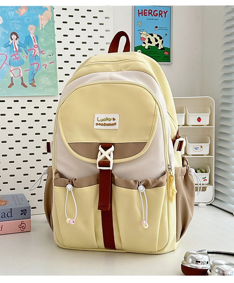 GUIYU Large Capacity Backpack For Students - Lightweight, Stylish & Multifunctional School Backpack With Color Block Design, Ergonomic Cushion Straps_voghion.com