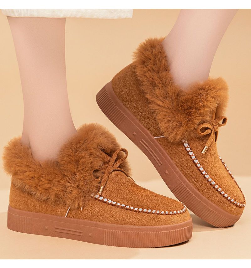 ShoeGlobe Stivali da neve alla moda con fiocco, caldi e comodi, da donna, in cotone, resistenti al freddo, spessi e pelosi_voghion.com