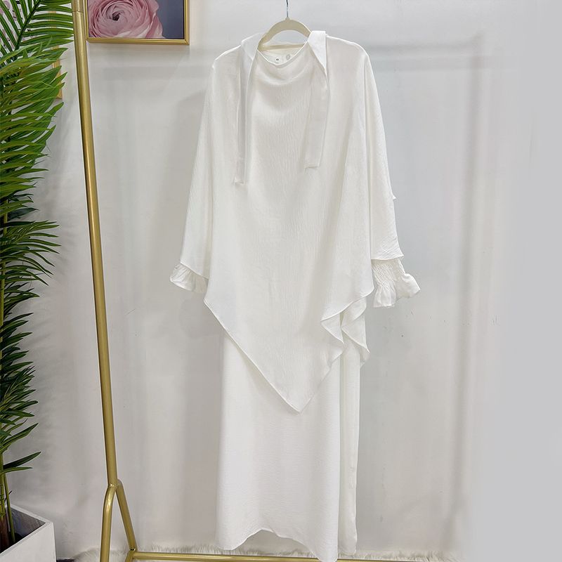 Damenbekleidung Dubai Türkisches einfarbiges Kleid mit Kopftuch LR591 + Hj907_voghion.com