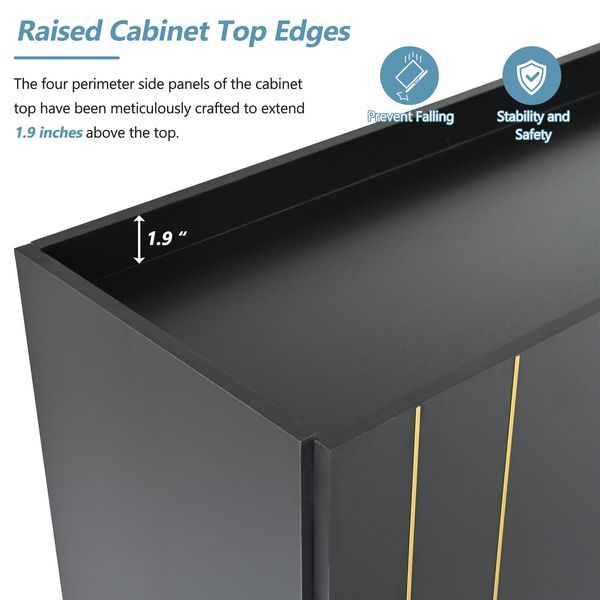 ON-TREND Luxurious Shoe Cabinet With 5 Metal Legs, Modern TV Stand With 4 Adjustable Shelves For TVs Up To 70', Minimalist Sideboard Cabinet With Go_voghion.com