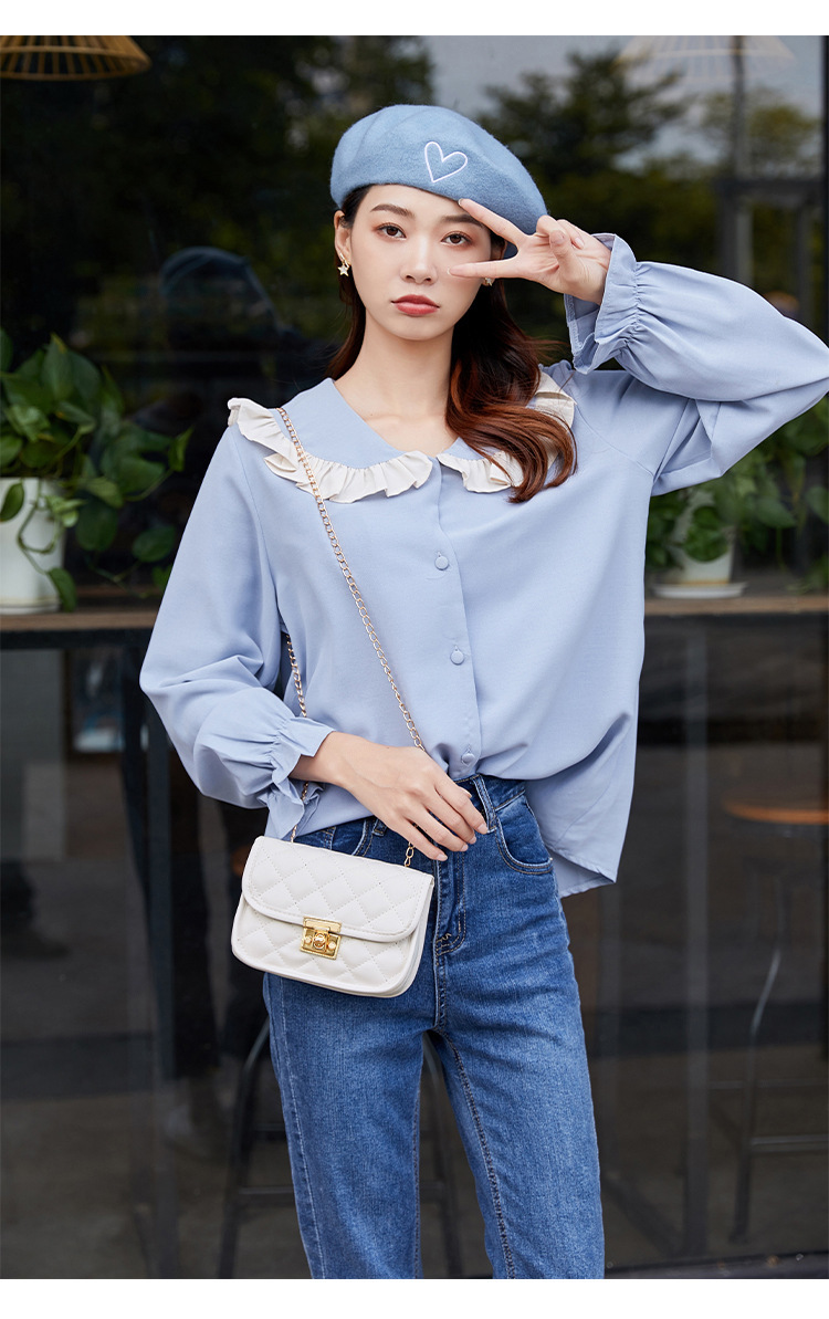 2022 Borsa a tracolla femminile di nuova moda rombo ricamato catena di colore solido tracolla da donna borsa per telefono alla moda casual_voghion.com