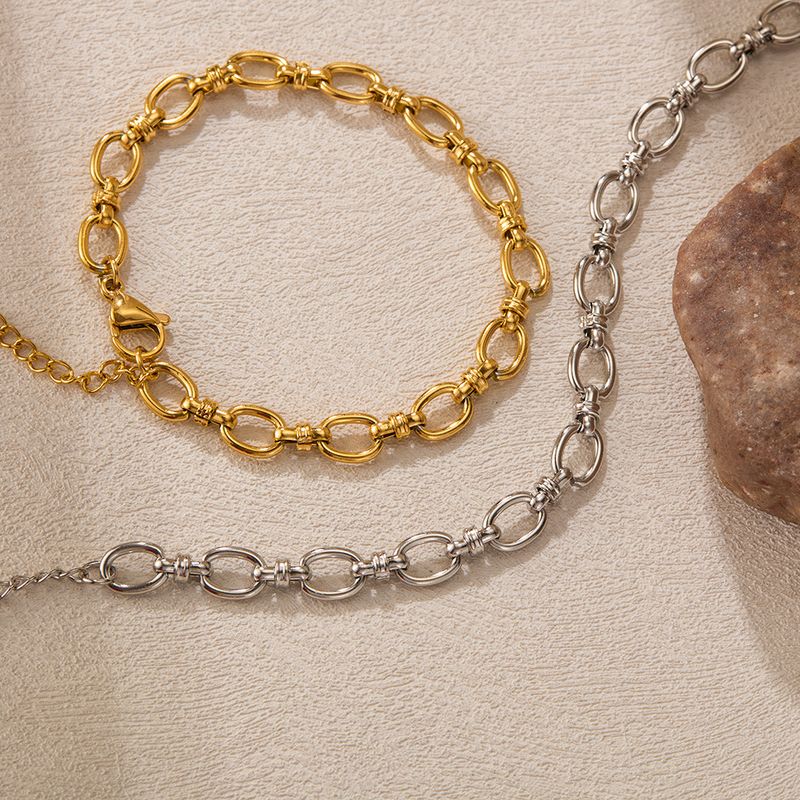 Damenschmuck Modearmband Weiblich Edelstahl Einfach Vielseitig Schlichte Kette Spleißen Pendlerstil Titanstahl Handschmuck_voghion.com