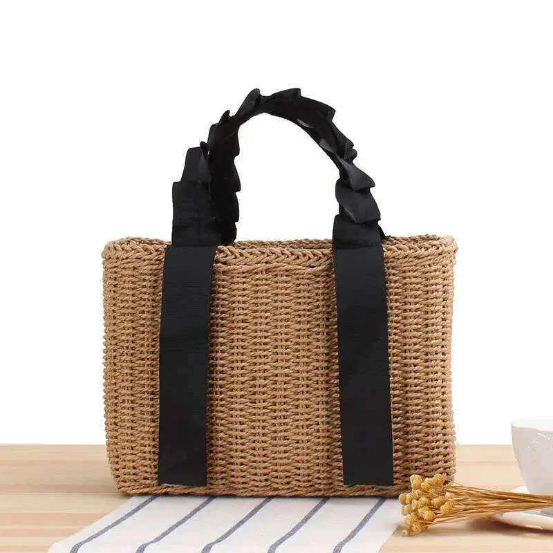 Designer Bags Summer Woven Straw Handbags For Women 2022 Bohemian Beach Tote Shopper Purses Boho Paper Knitting Basket_voghion.com