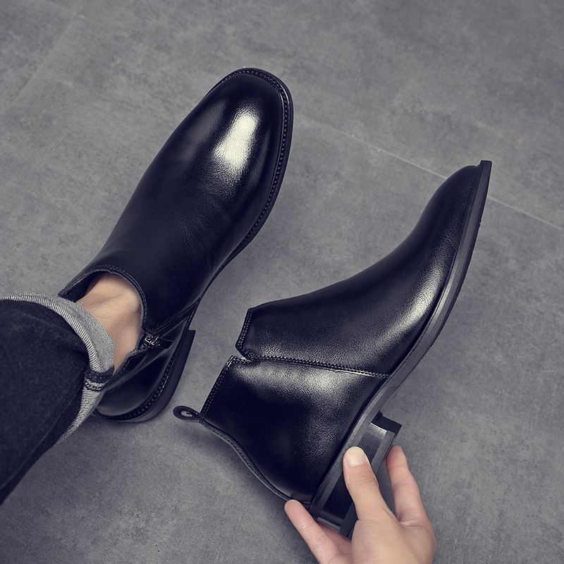 Martin Boots Herren Leder Spitz Single Chelsea Boots Herren High-Top Lederschuhe Style Herrenstiefel Low-Top_voghion.com
