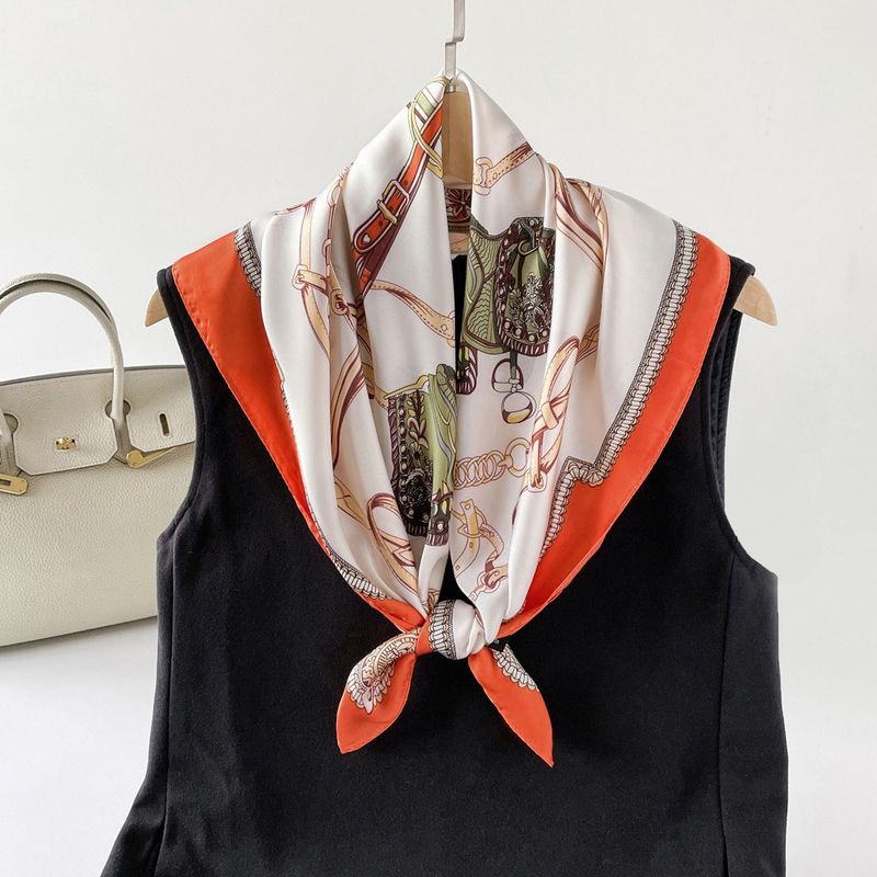 Spring new small square chain carriage printed women's headscarves, scarves, scarves_voghion.com